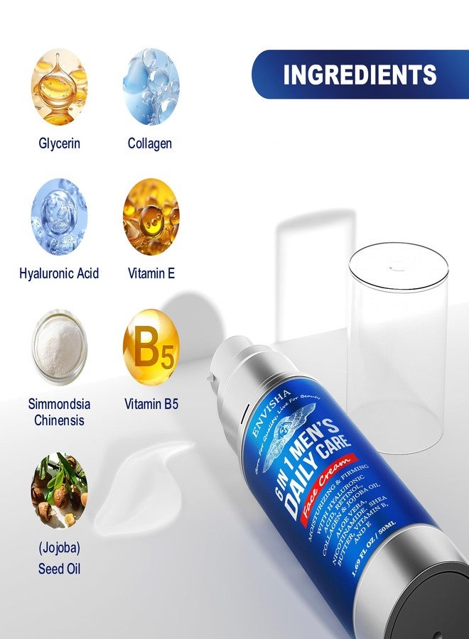 اينڤيشا مرطب الوجه للرجال من إنفيشا، مرطب عميق 6 في 1 مع الكولاجين وحمض الهيالورونيك وفيتامين E وB، مرطب للوجه للرجال، عناية ترطيب يومية - Image 2